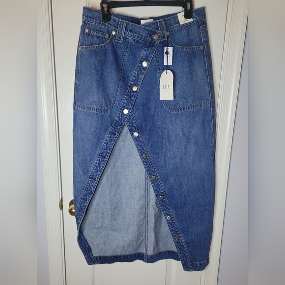 GAP x  CULT GAIA Asymmetric Blue Denim Maxi Skirt. Sz 30/10 NWT - Picture 7 of 10